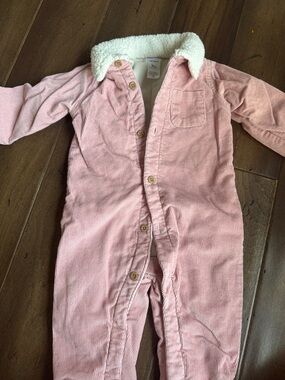 Carter's Pink Corduroy Sherpa-Lined One-Piece Footie